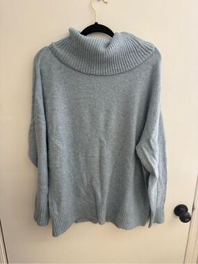 Cozy Light Blue Cowl Neck Sweater for Women